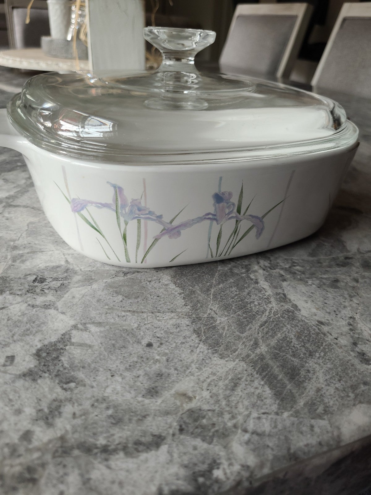 Corningware Shadow Iris Vintage Casserole Dish