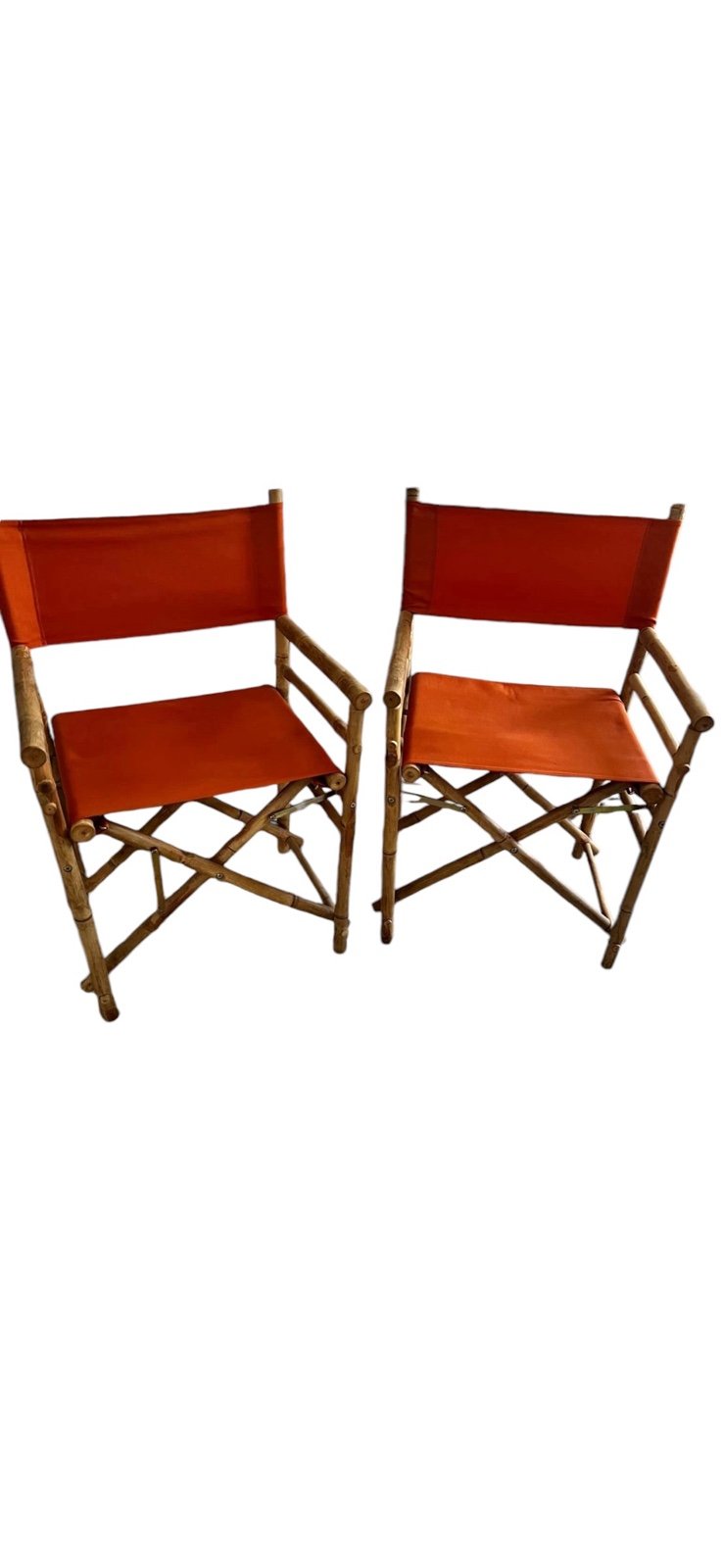 Set of two Vintage Bamboo Orange Directors Foldable Chairs FREE SHIPPING