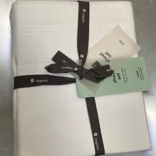 New West Elm 400-Thread-Count Organic Percale Pleated Edge White King Sheet Set