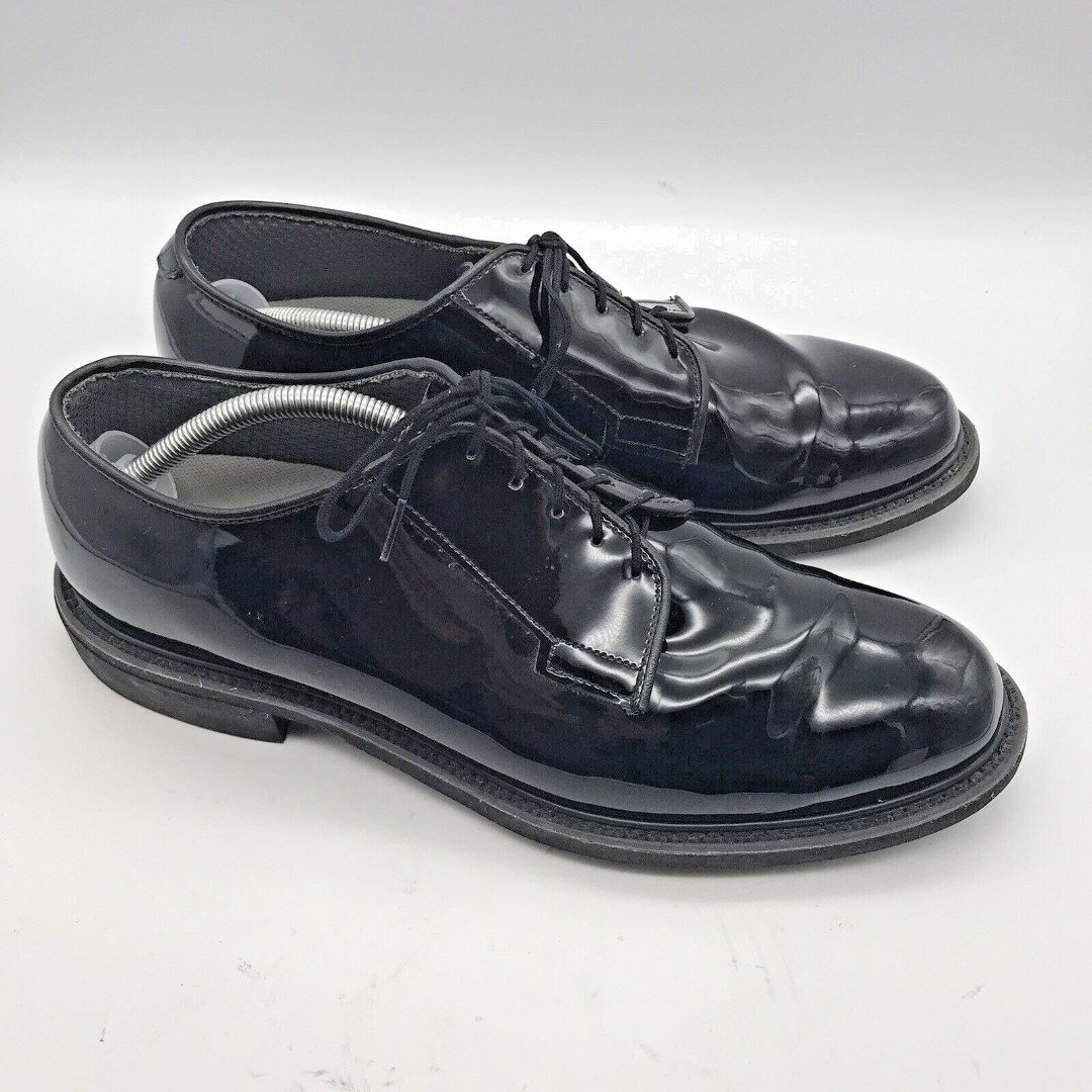 Bates Black High Gloss Vibrum Sole Derby Shoes Mens 12D Police Security Military