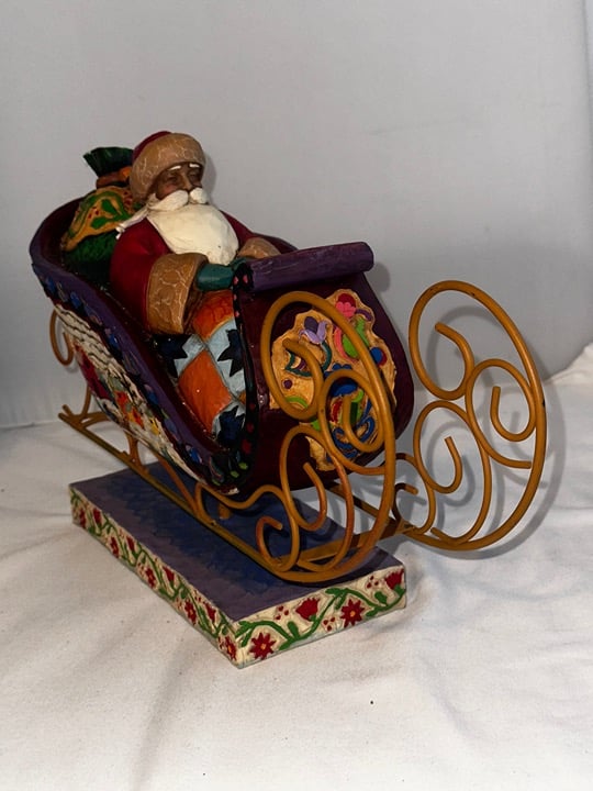 Jim Shore 2004 Heartwood Creek "Delivering Joy" Santa Sleigh Figurine #117719