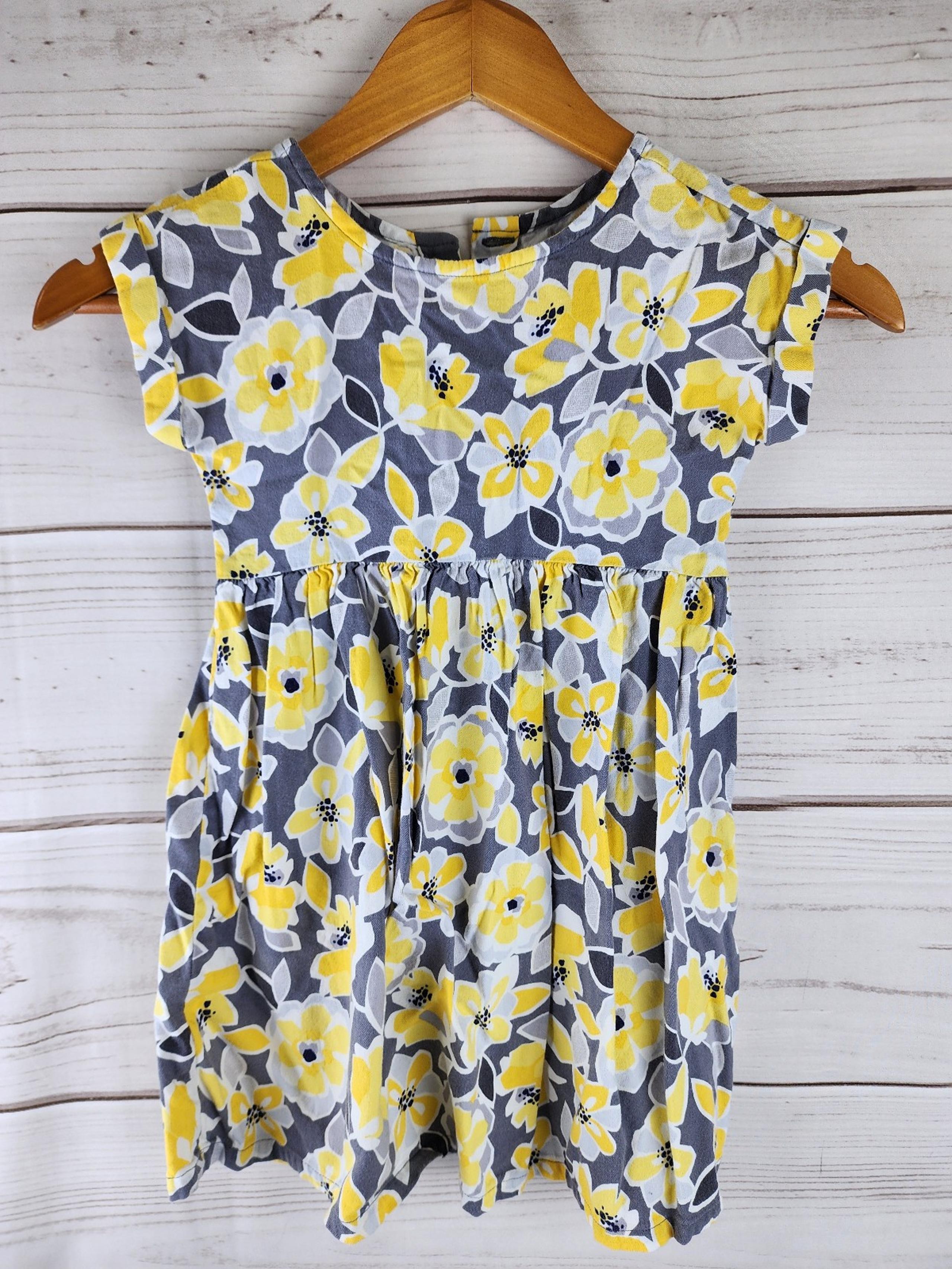 Gymboree Gray Yellow Floral Cotton Dress 5T