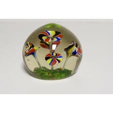 Bohemian Glass Art Paperweight Colorful Upright Icepick Flowers
