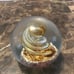VTG Murano Paperweight Clear With Gold Flecks In A Swirl Pattern