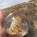 VTG Murano Paperweight Clear With Gold Flecks In A Swirl Pattern