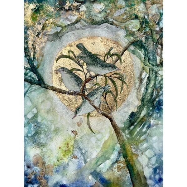 Endangered Kaua'i Honeycreeper Watercolor painting print by Alessandra Jann-Jord