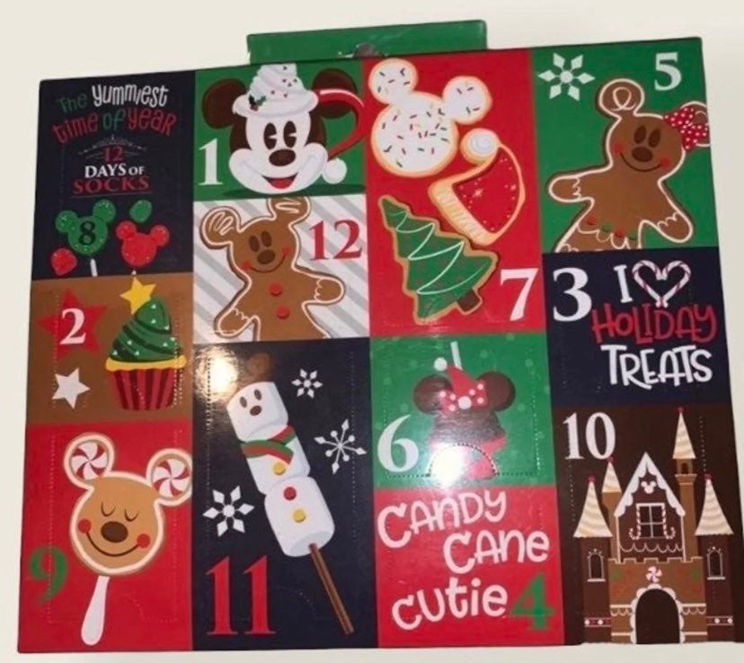 Disney Advent Calendar 12 Days of Socks Disney World Park Snacks NEW