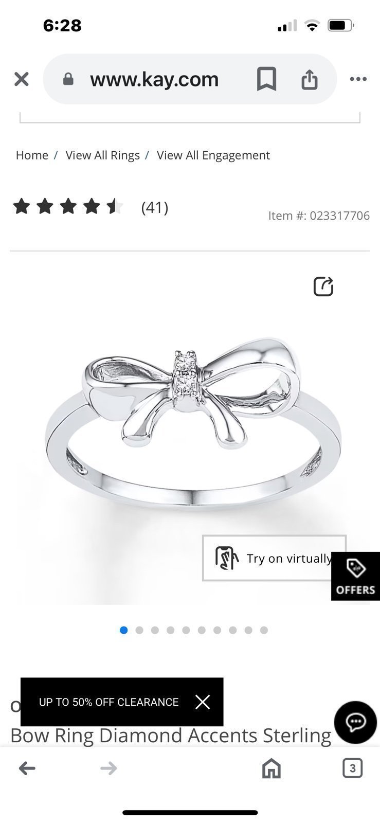 Bow Ring Diamond Accents Sterling Silver Size 9