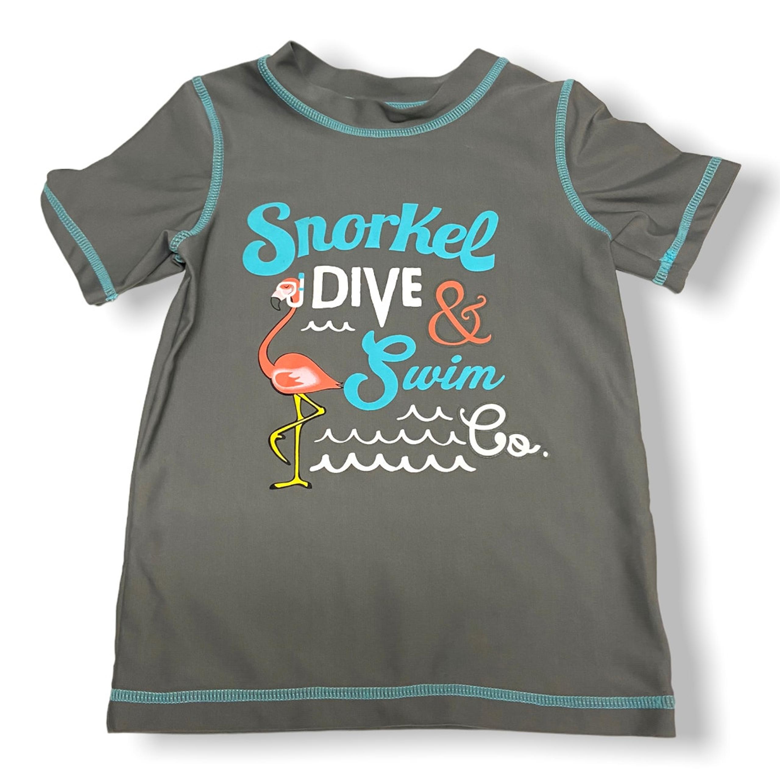 Circo Boys Rash Guard Size 3T Gray Flamingo Print Swim Shirt Quick Dry
