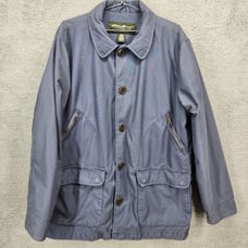 Eddie Bauer Men's Size Large Tall Blue Chore Barn Coat Jacket Button Up