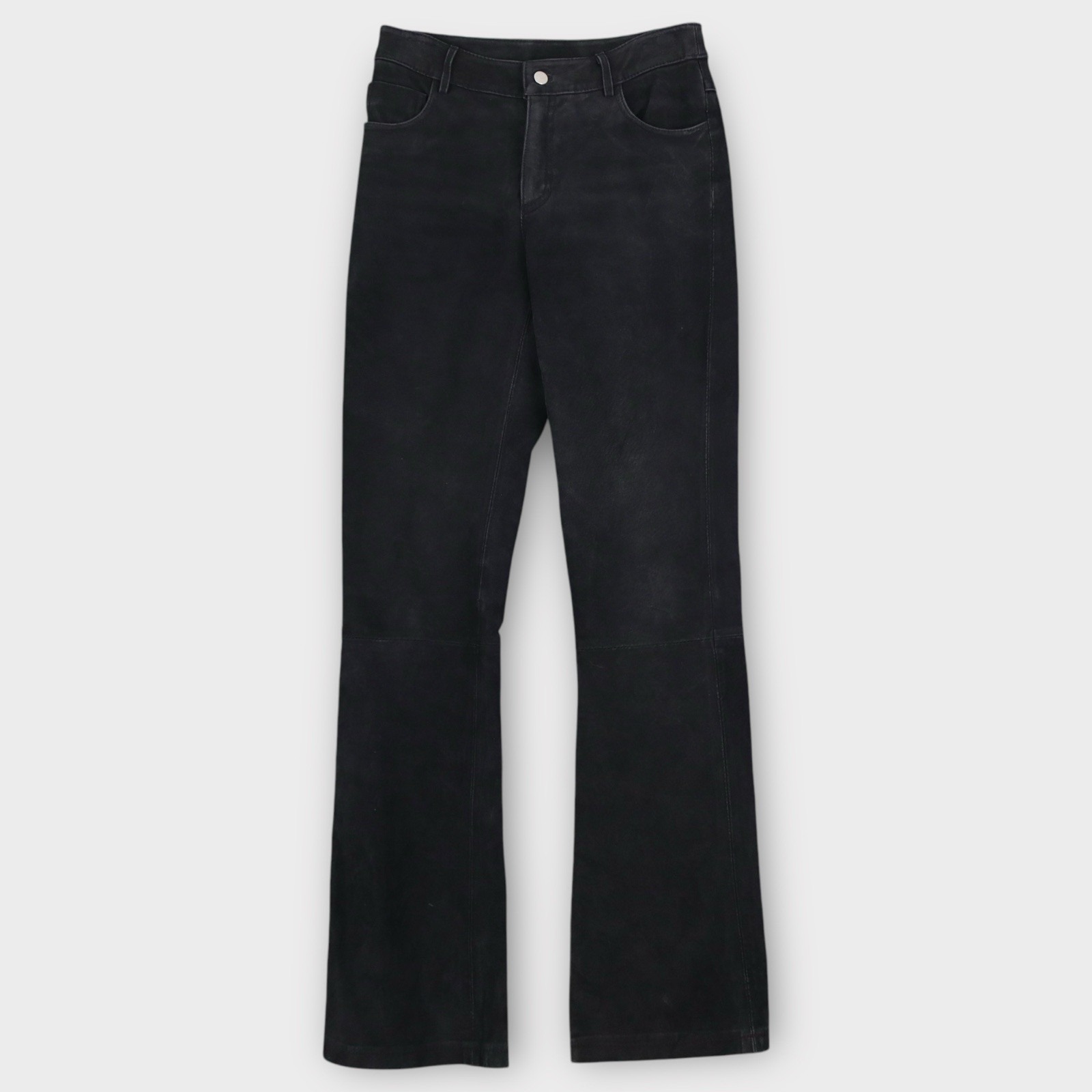 Vintage B.B. Dakota Black Leather Pants Suede Women's Size 3/4 Low Rise Flare