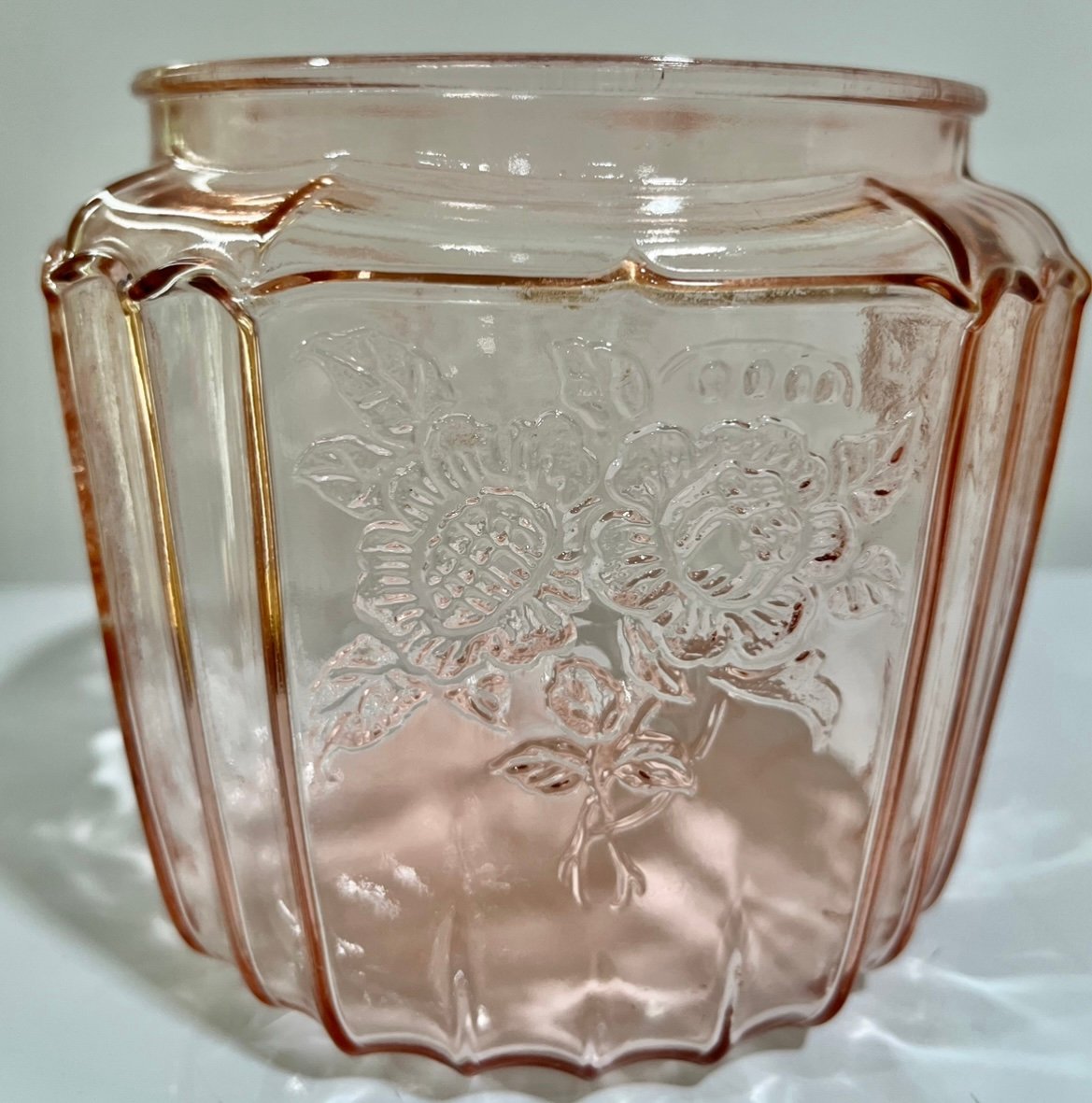 Vintage Depression Glass “Mayfair Open Rose” Biscuit Jar