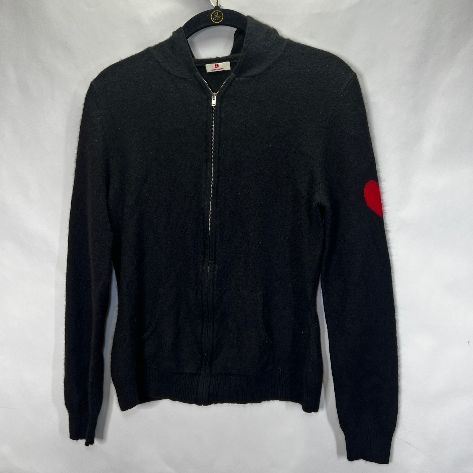 Red Envelope Silk Cashmere Girls Red Heart Hoodie Zipup Sweater XL