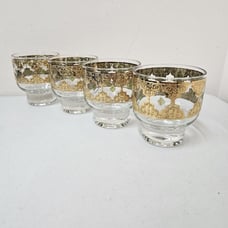 Set of 4 CULVER VALENCIA Gold Cocktail / Rocks Bar Glasses