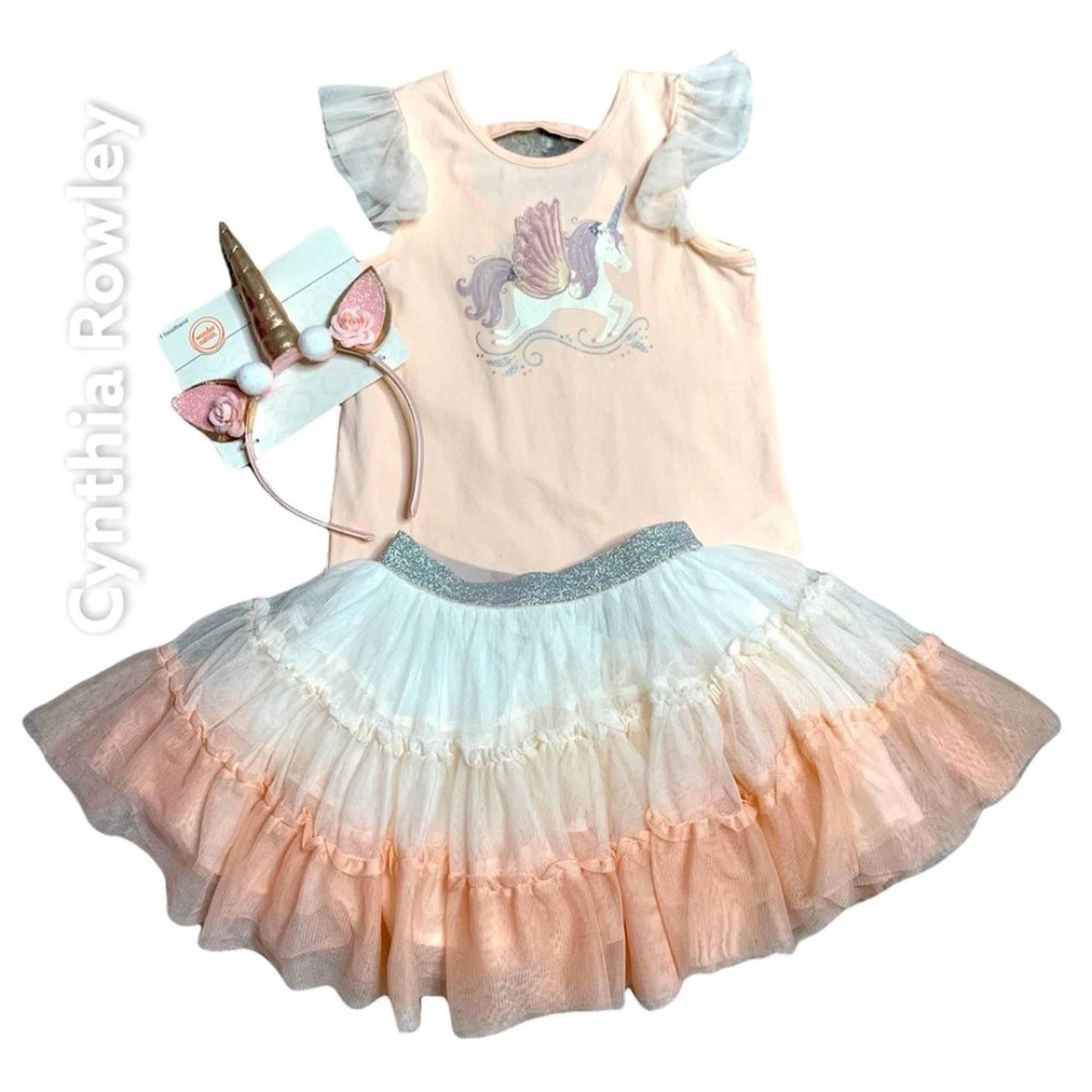 Cynthia Rowley 2 PC Girls 3T Dusty Pink Unicorn Outfit With Headband