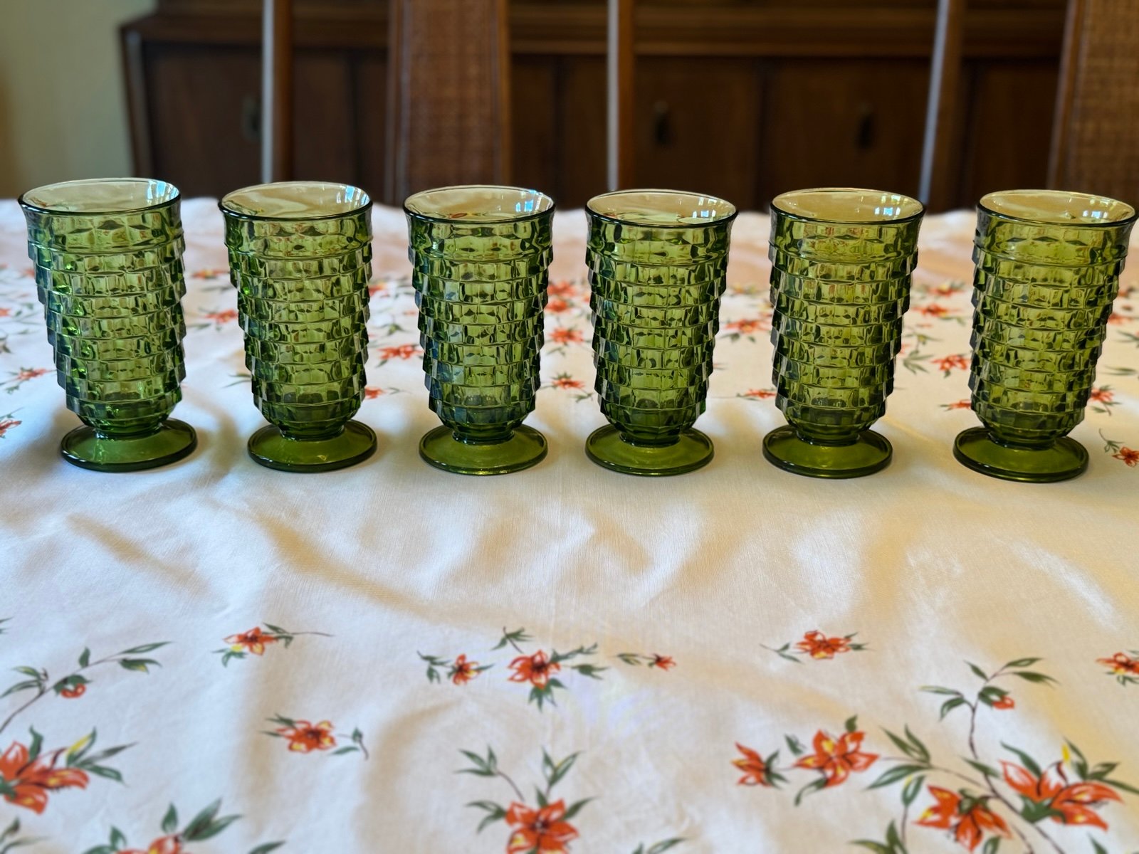 Indiana Glass Avocado Whitehall Tumblers - 6