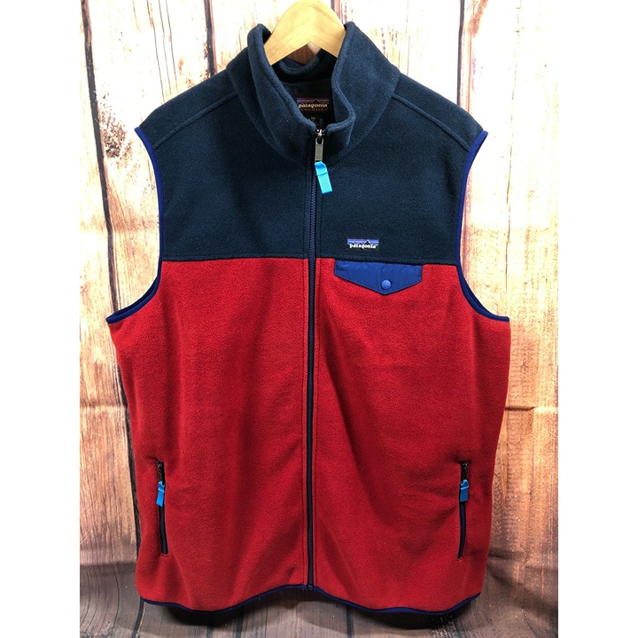 Patagonia Synchilla Snap-T Red Navy Blue Lightweight Vest Mens XXL (14d)