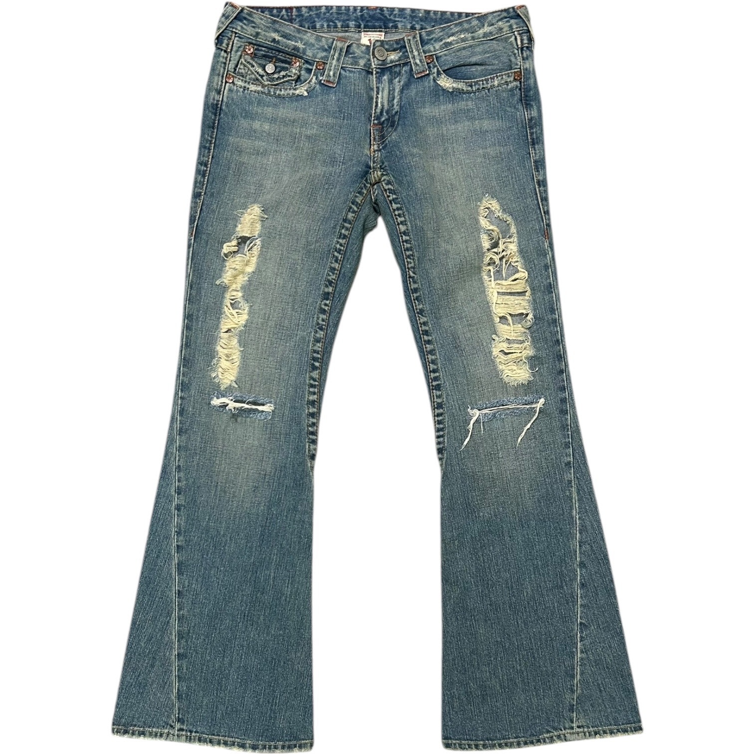 True Religion Y2K Distressed Joey Big T Flare Jeans