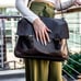 DOUBLE SNAP & LOCK VINTAGE LARGE LEATHER MESSENGER BAG - TOBACCO