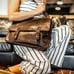 DOUBLE SNAP & LOCK VINTAGE LARGE LEATHER MESSENGER BAG - TOBACCO