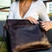 DOUBLE SNAP & LOCK VINTAGE LARGE LEATHER MESSENGER BAG - TOBACCO