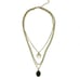 New 14K Gold Over Sterling Silver Green Chalcedony Layered Necklace