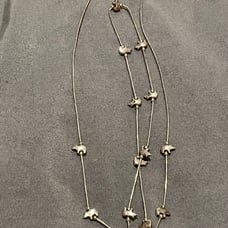 Vintage liquid silver Native American Zuni Necklace Bear 27”