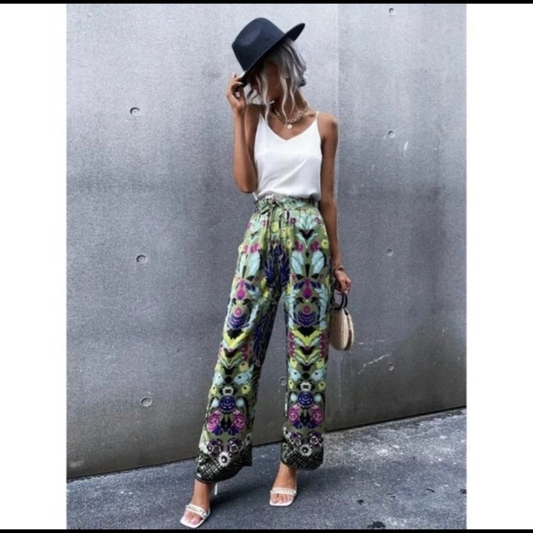 ZARA NEW PRINT WIDE LEG PANTS