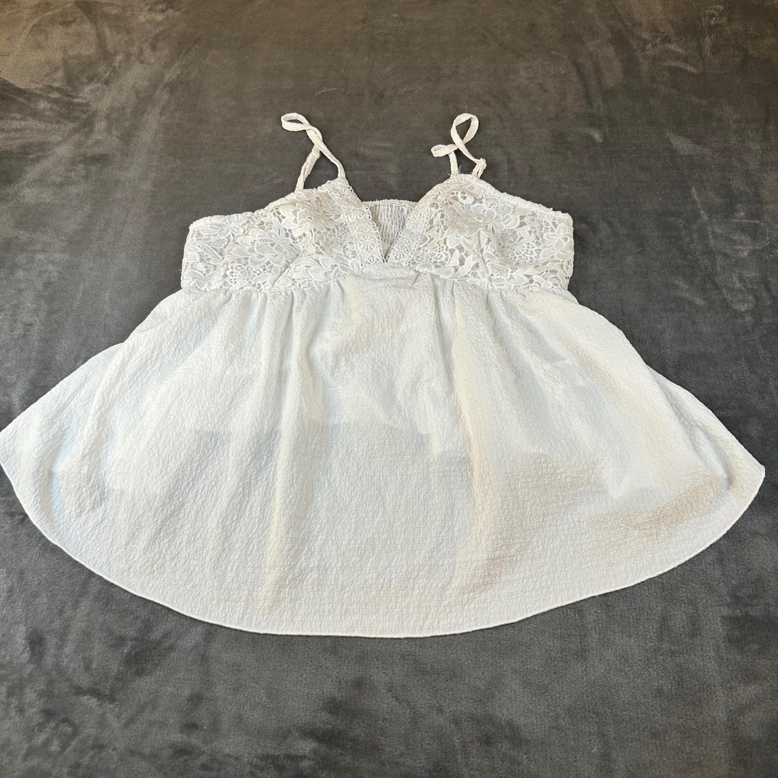 Shein White Lace Cami Top Babydoll Tank Top Sleeveless Summer Womens Large