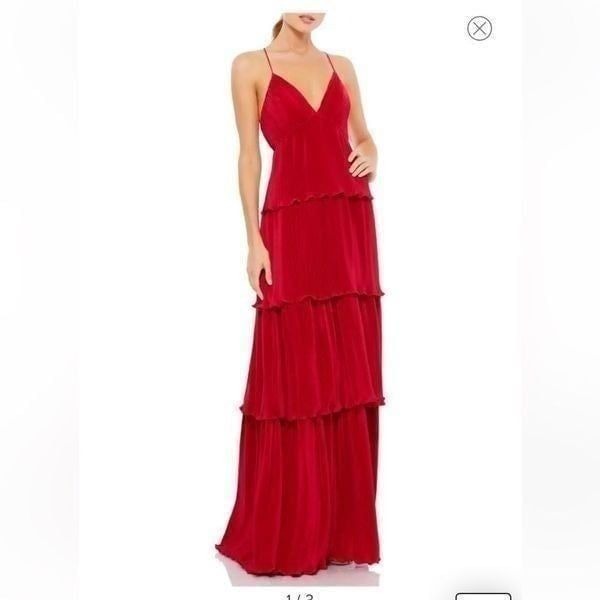 Ieena for Mac Duggal Pleat Ruffle Tiered Dress