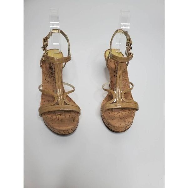 Michael Michael Kors Strappy Patent Leather Cork Cicely Wedge Platform Sandals