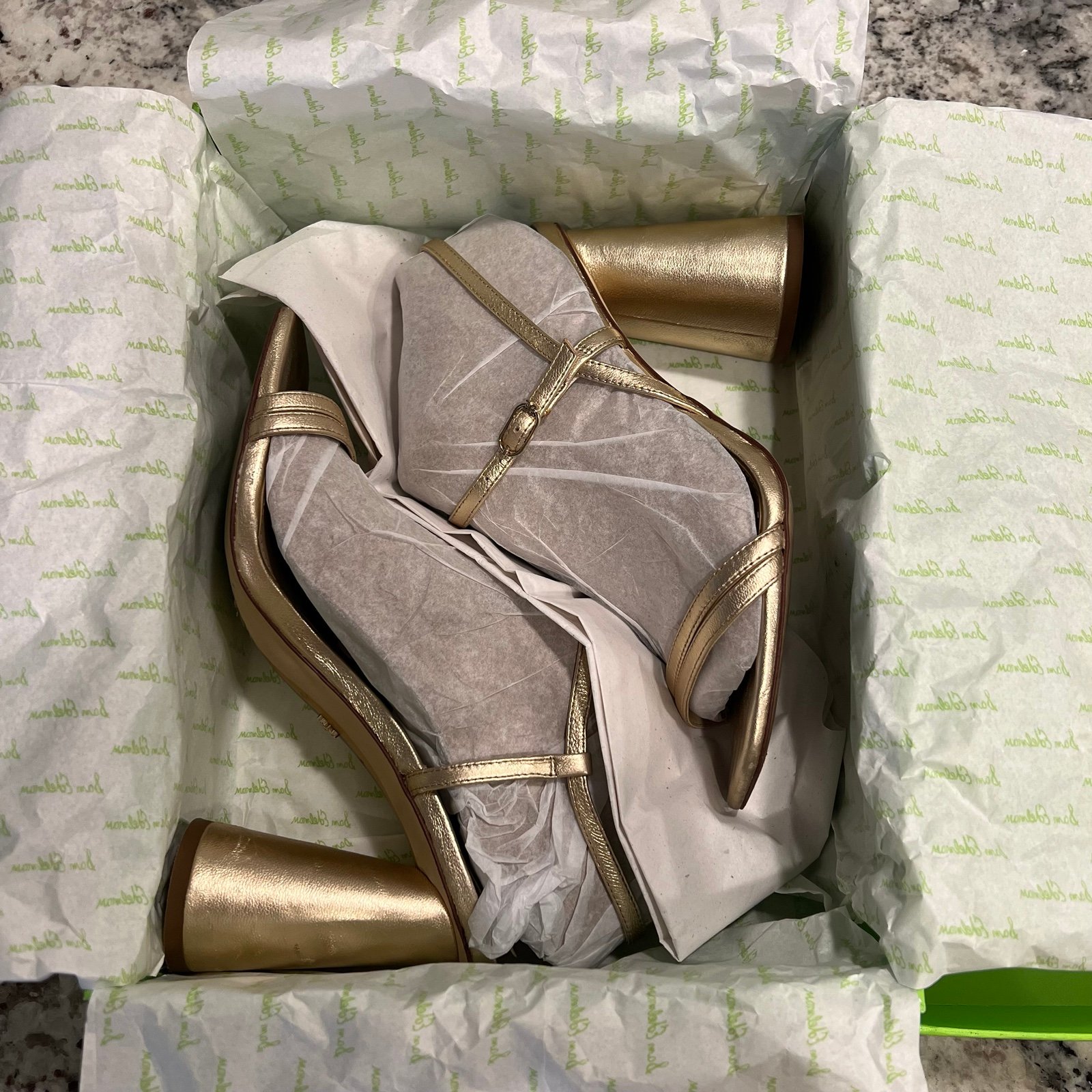 Sam Edelman Gold Kit Block Heel Sandal Size 7.5