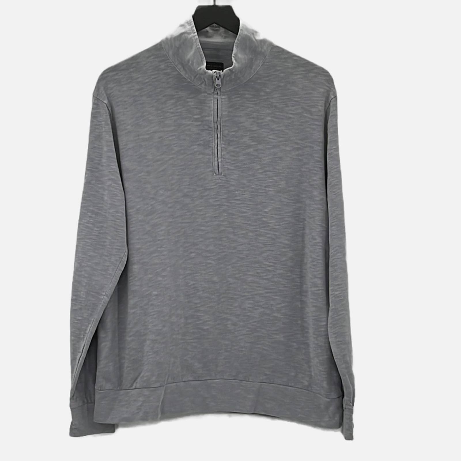 Thomas Dean Performance Cotton Quarter Zip Pullover in Light Grey- NWOT - Large