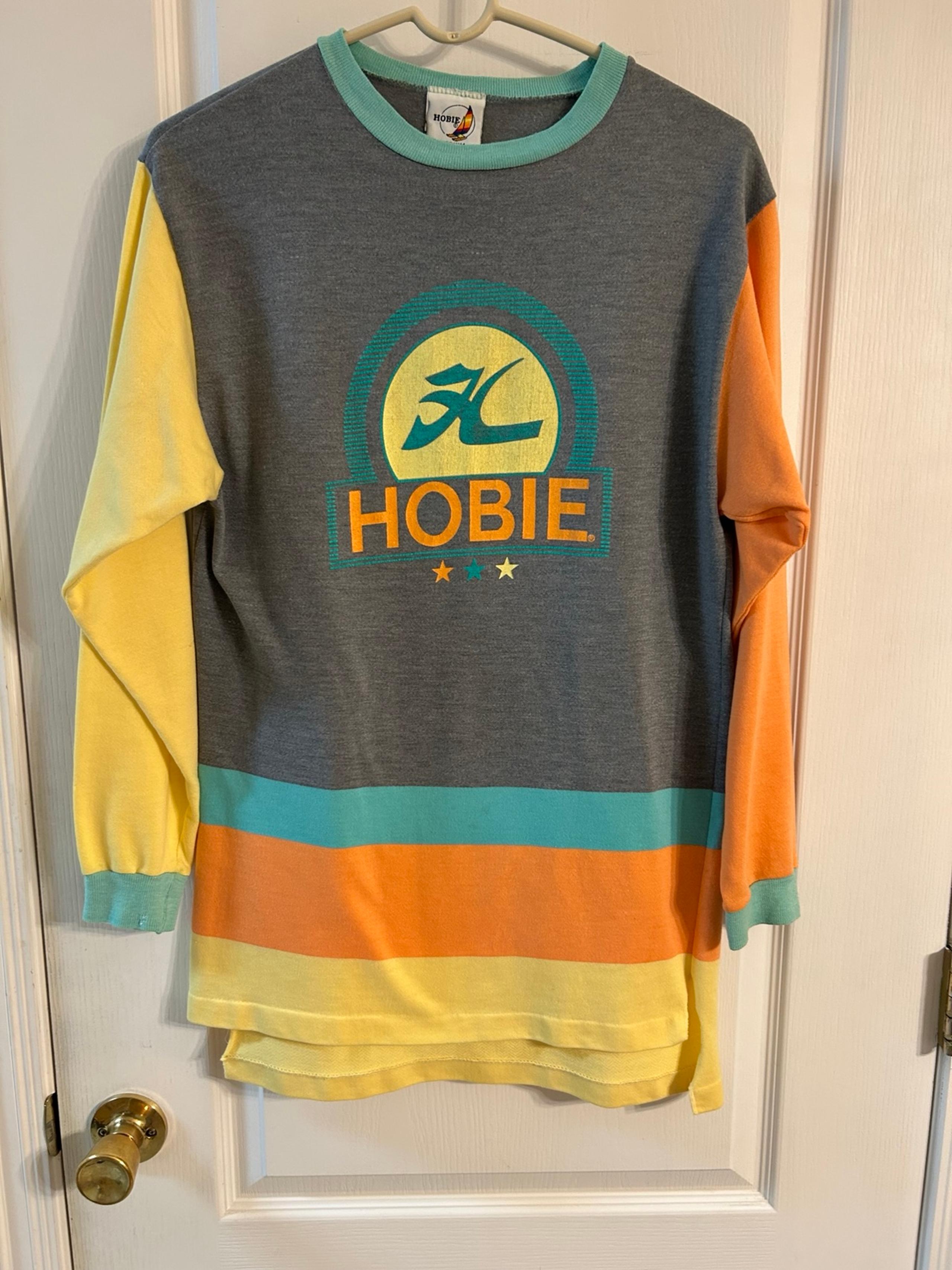 Vintage 1980s Hobie Striped Long Sleeve T-Shirt Size Medium