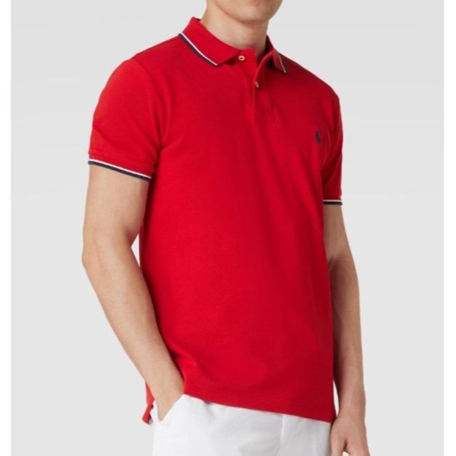 Polo Ralph Lauren Tipped Collar Polo Shirt Mens Red size 2XB Custom Slim Fit