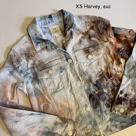 XS Lularoe Harvey jeans jacket, tie-dye with unicorns