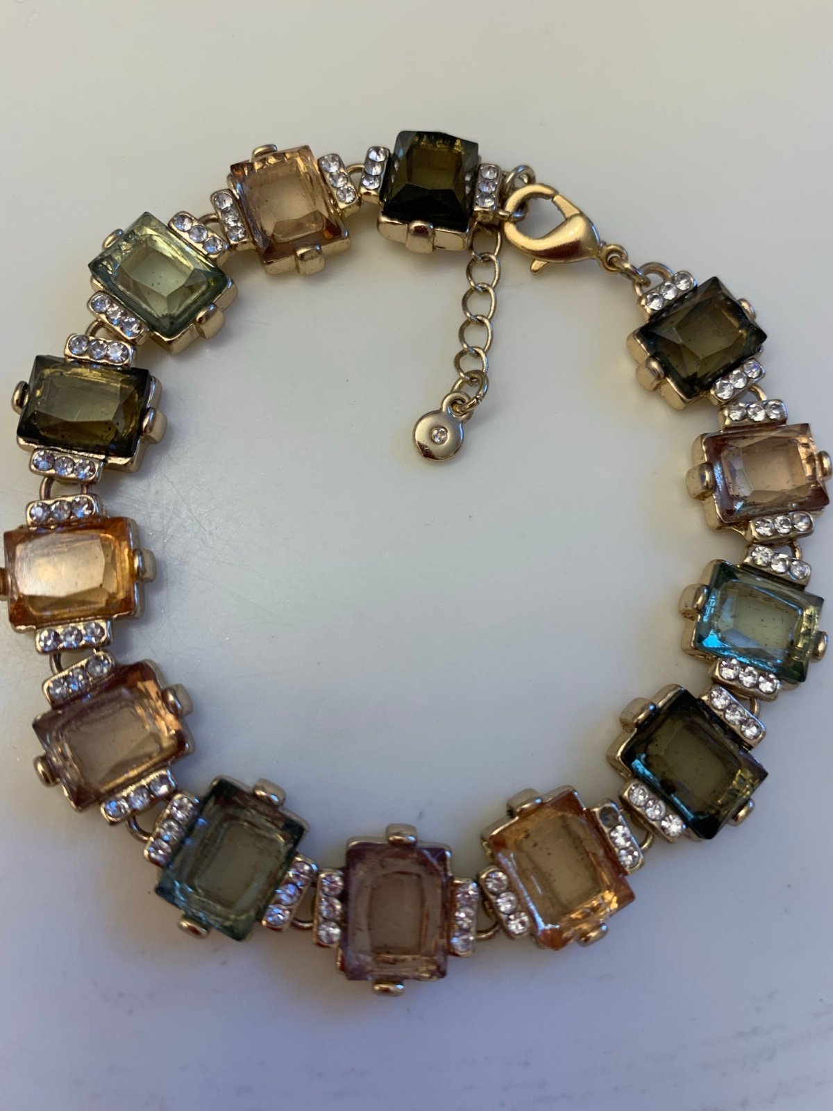 tennis, bracelet, authentic gemstones of termaline white sapphires 22K gold