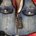 Generation kiss denim halter top with fur trimming