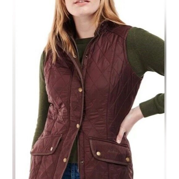 BARBOUR Womens Size 4 US/8 UK Cavalry Gilet Quilted Vest in Windsor/Brown Tartan