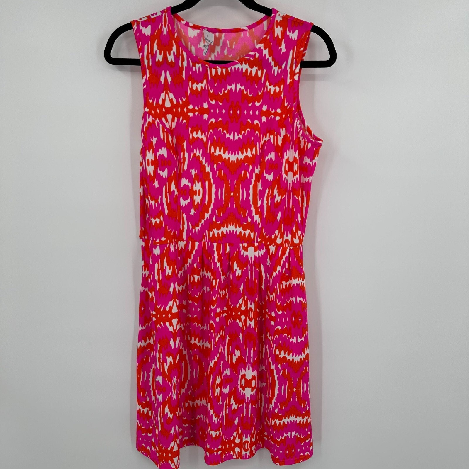 Jude Connally Tank Dress Women's Medium Pink Abstract Print Stretch Round Neck
