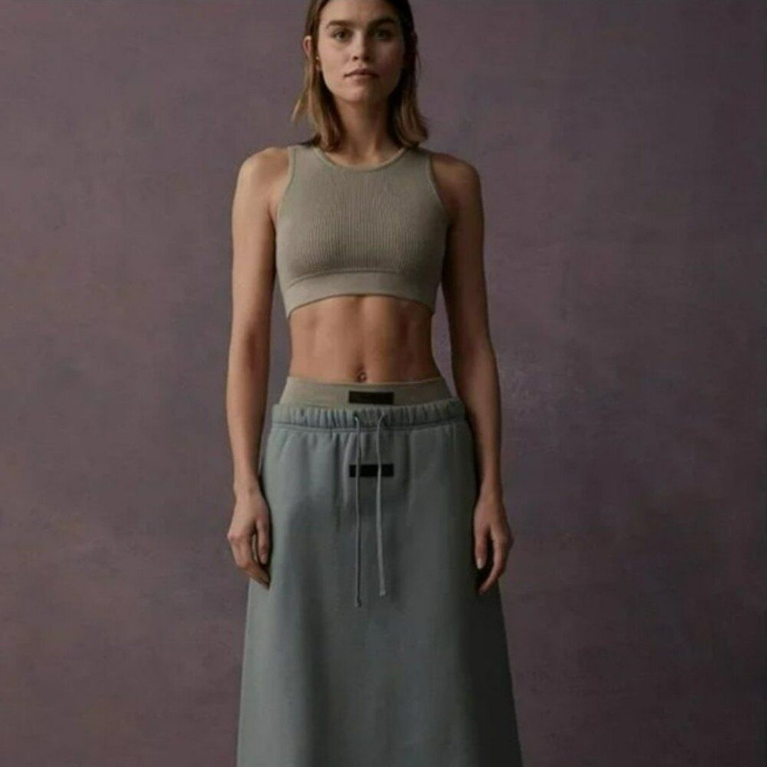 Fear of God Essentials Women's Heather Grey Sweater Knit Sport Tank Top Size L