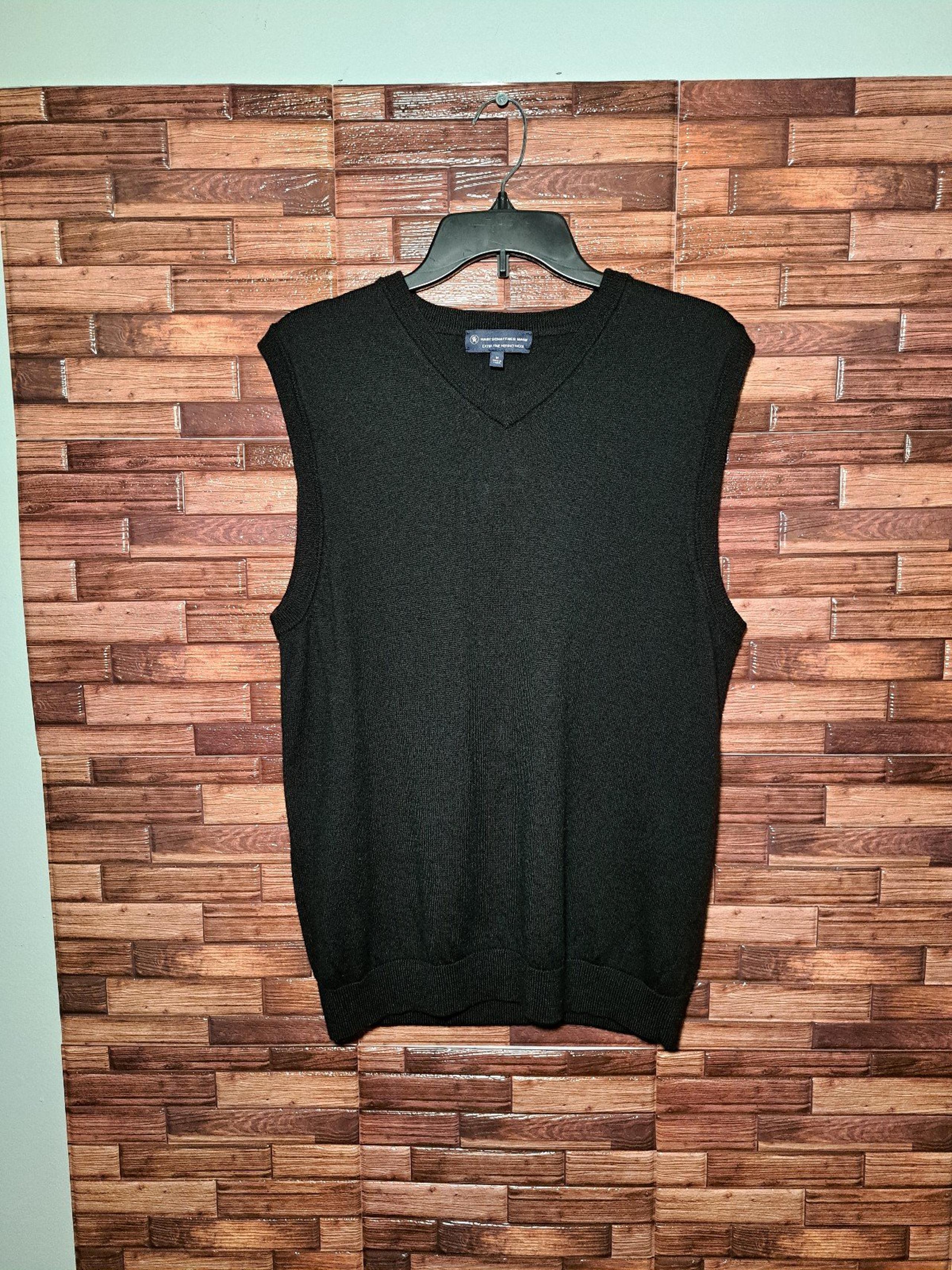 Hart Schaffner Marx Men's Extra Fine Merino Wool Black Sweater Vest Size Medium