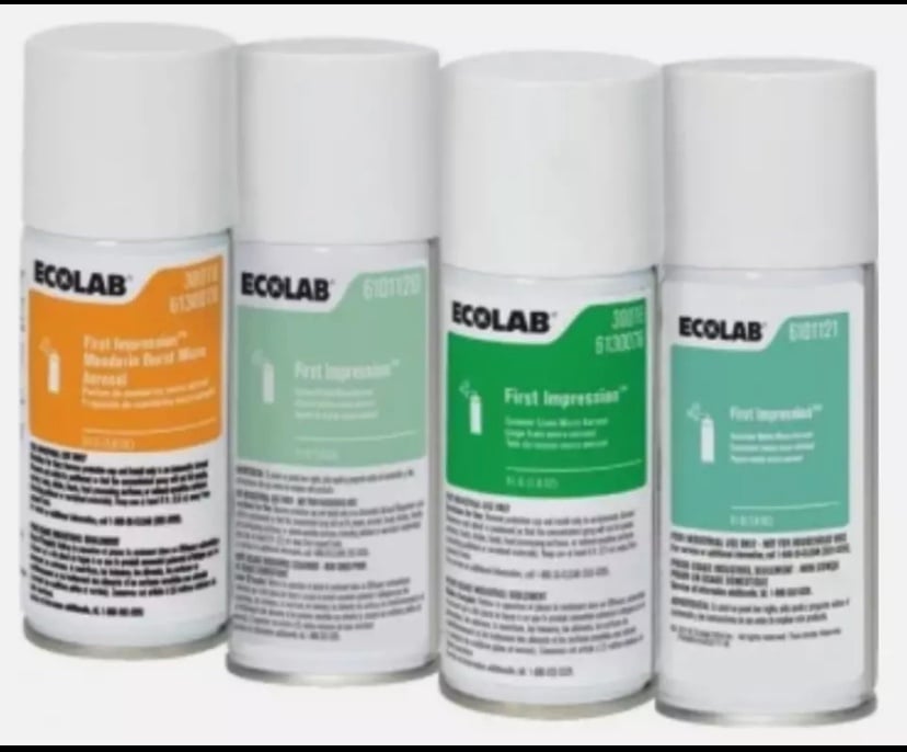 12 Pack Ecolab First Impression Micro Aerosol Variety Pack Freshener 1.8 Oz Ea.