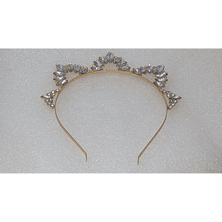 Gold Tone Crystal Princess Tiara Headband For Women & Girls