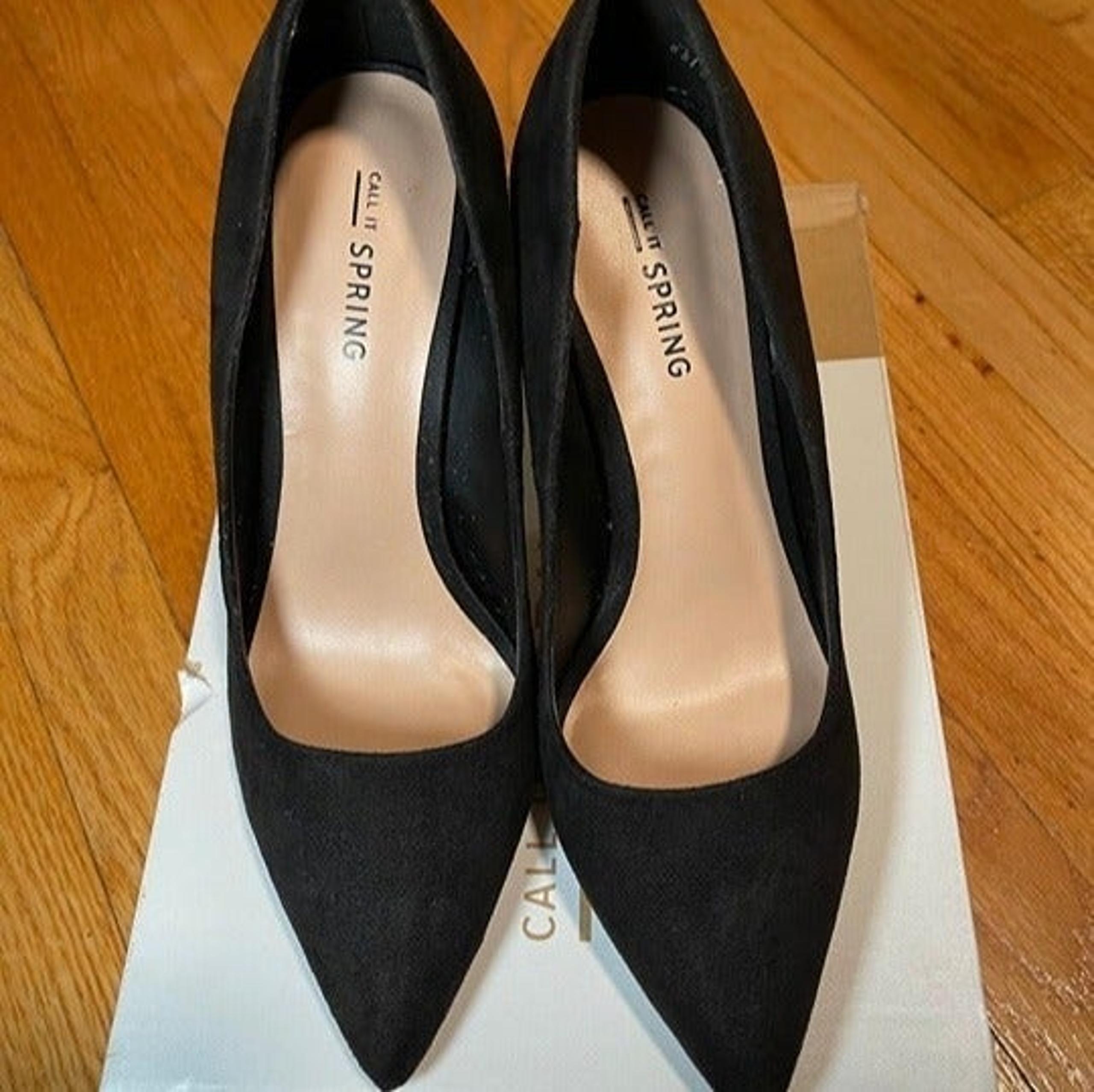 Call It Spring Black Suede High Heels (Size 6.5)