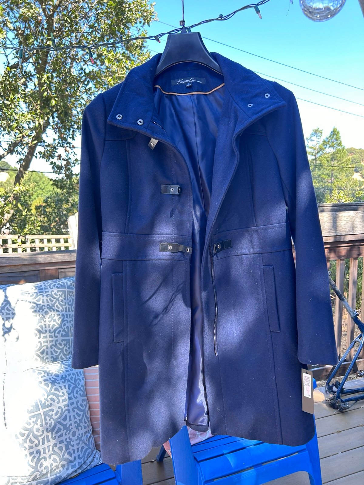Dark Academia Navy Blue Trench Coat | Women’s Size 10 | Kenneth Cole NYC