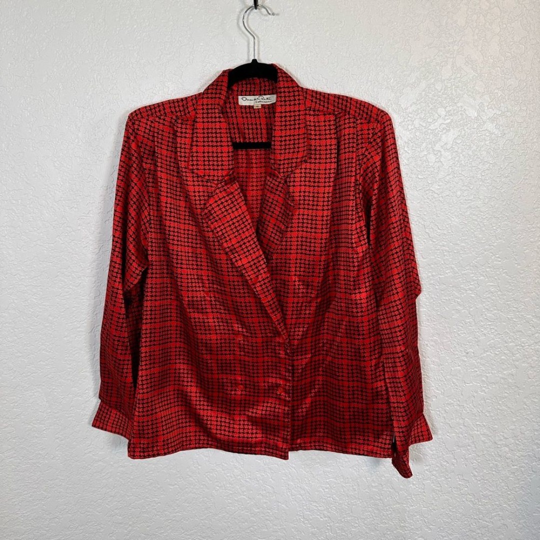 Oscar de la Renta Vintage Red Plaid Women's shirt/ Blazer