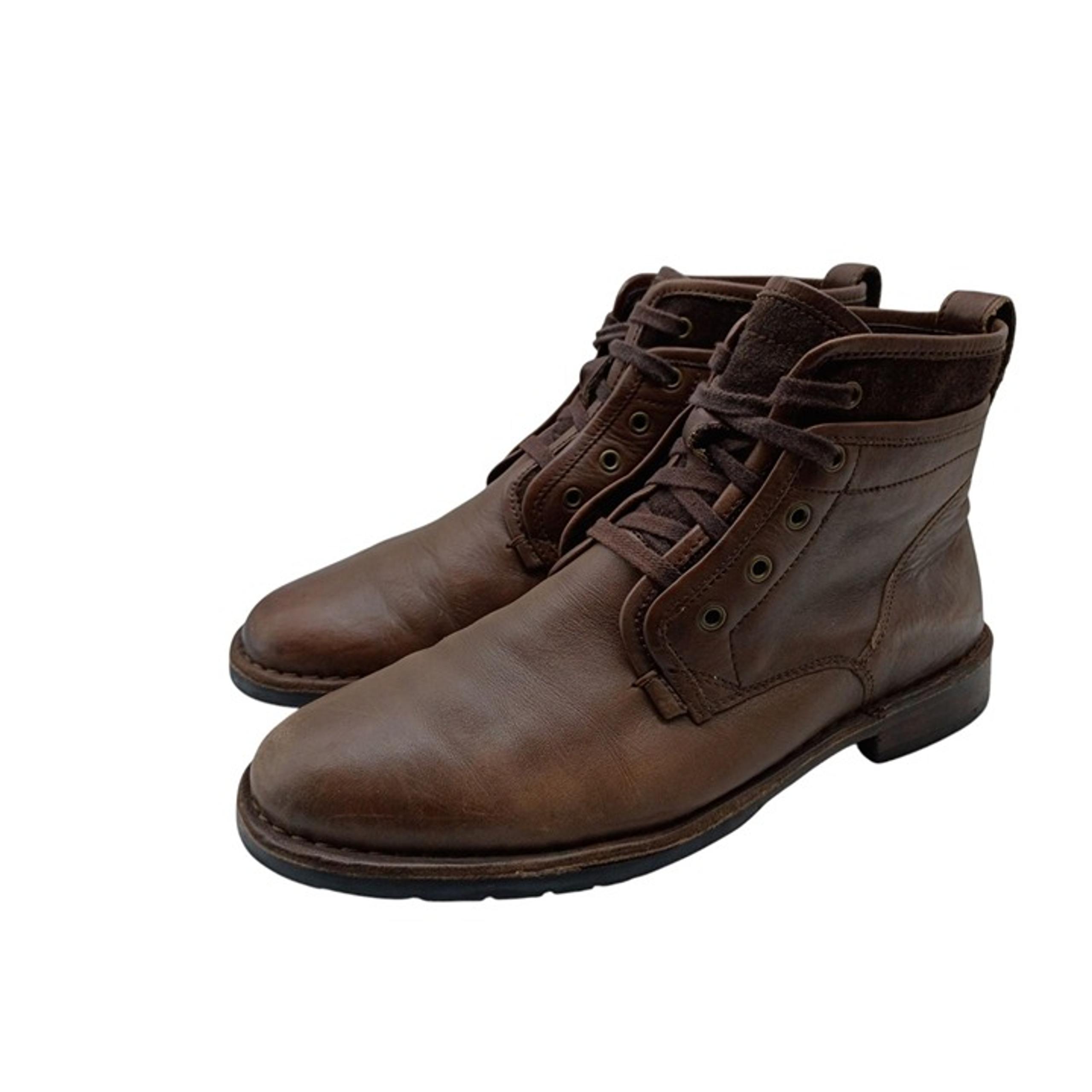 John Varvatos USA Star Boots Mens Sz 8 Med Brown Leather Combat Shoes Distressed