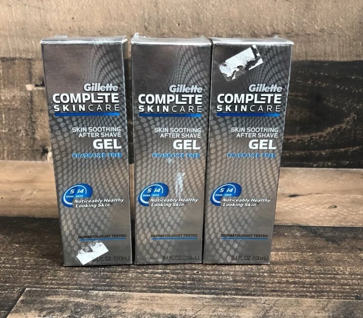 (3) Gillette Complete Skincare Skin Soothing After Shave Gel Fragrance-Free 3.4