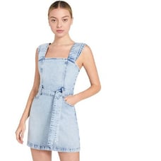 NWOT ALICE + OLIVIA JEANS Gorgeous Pleated-Strap Mini Denim Dress Size 4